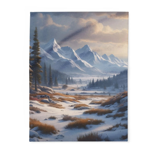 Fleece Blanket Winter Snow Meadow in the Mountains - Cozy Home Decor - 30’’ × 40’’ - Home Decor