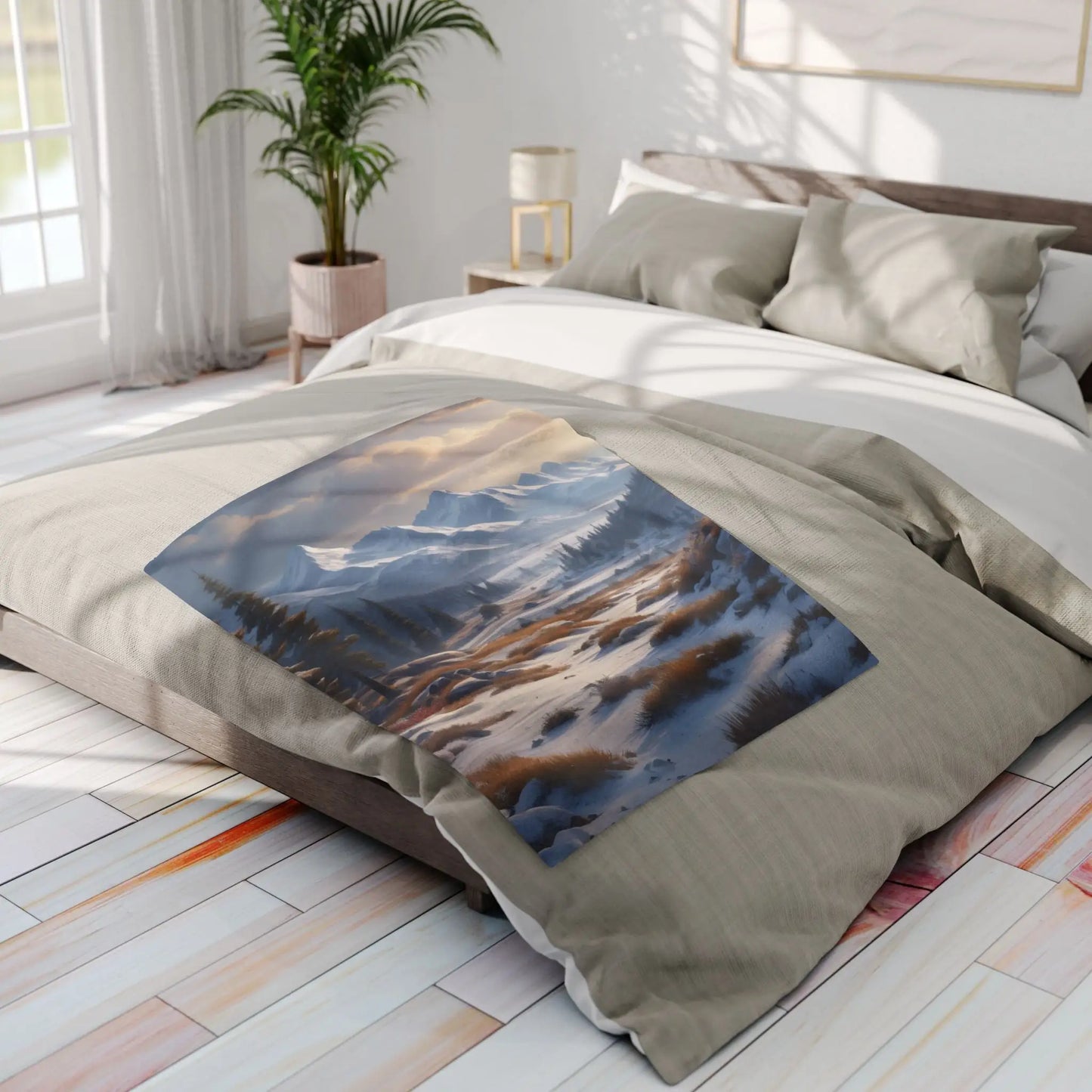 Fleece Blanket Winter Snow Meadow in the Mountains - Cozy Home Decor - Home Decor