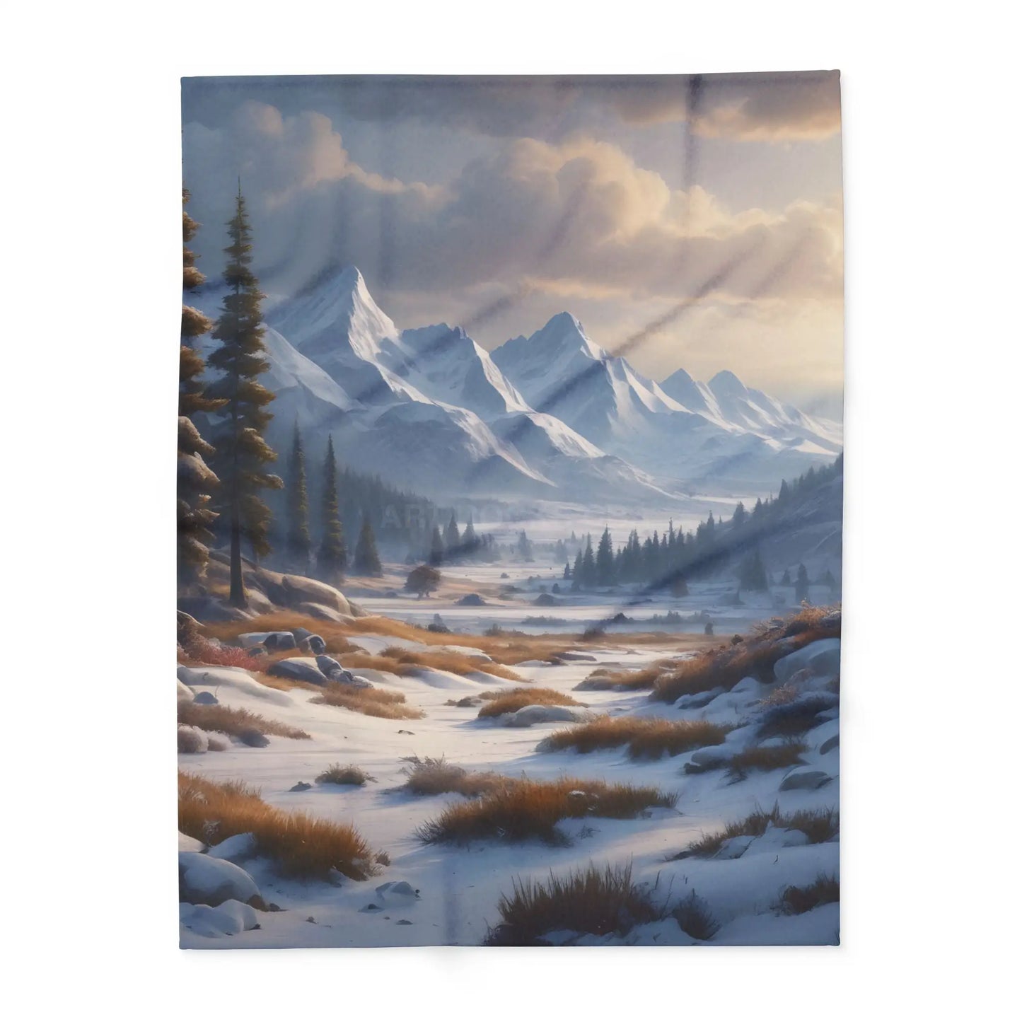 Fleece Blanket Winter Snow Meadow in the Mountains - Cozy Home Decor - 60’’ × 80’’ - Home Decor