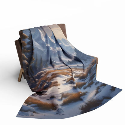 Fleece Blanket Winter Snow Meadow in the Mountains - Cozy Home Decor - Home Decor