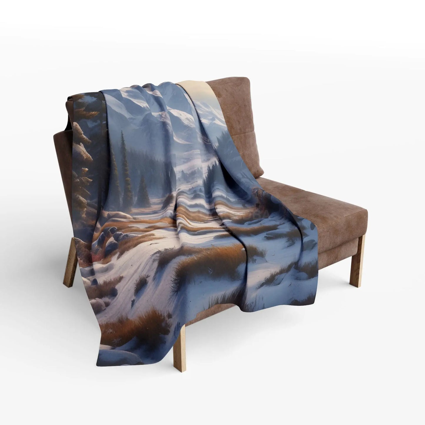 Fleece Blanket Winter Snow Meadow in the Mountains - Cozy Home Decor - Home Decor