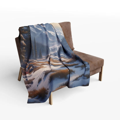 Fleece Blanket Winter Snow Meadow in the Mountains - Cozy Home Decor - Home Decor