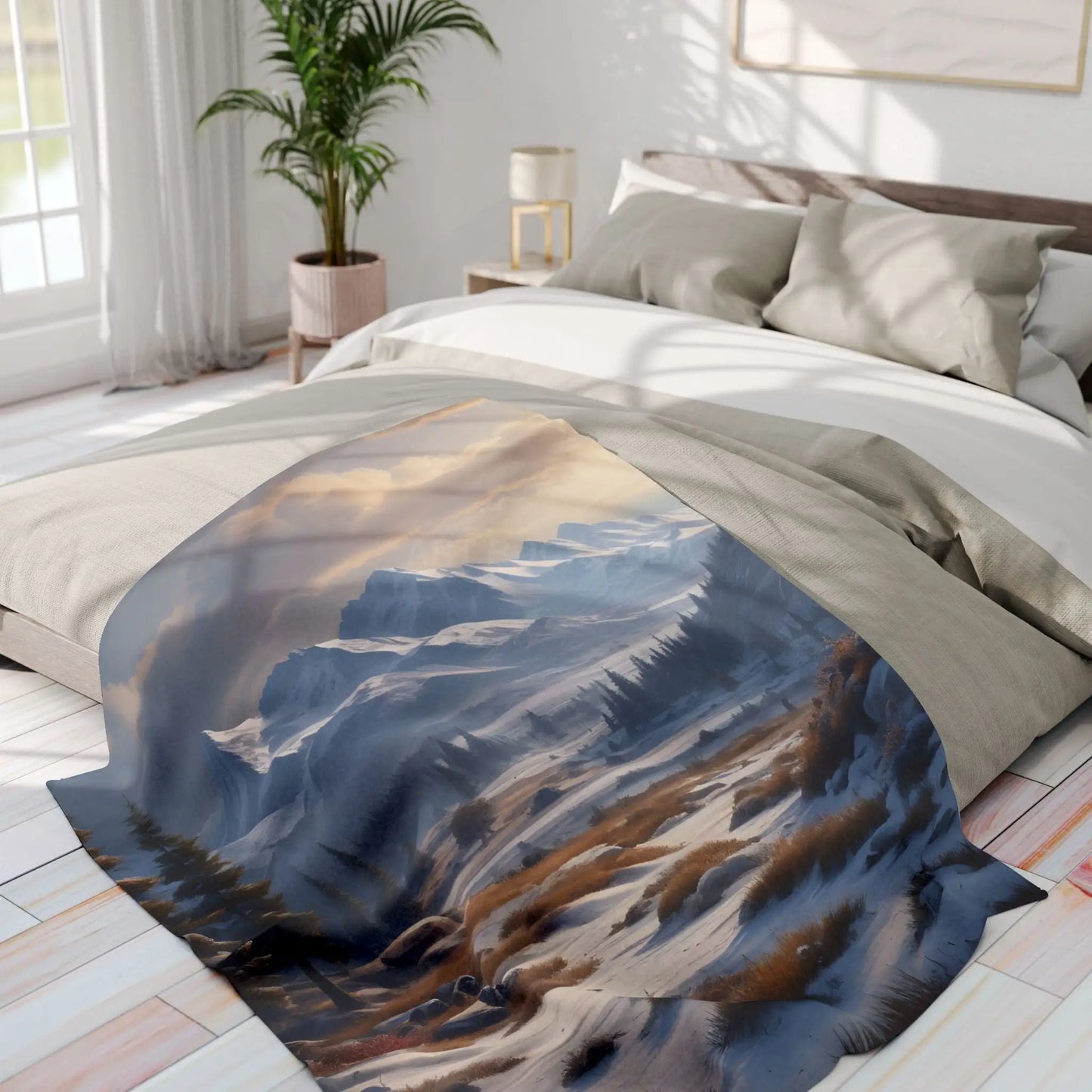 Fleece Blanket Winter Snow Meadow in the Mountains - Cozy Home Decor - Home Decor