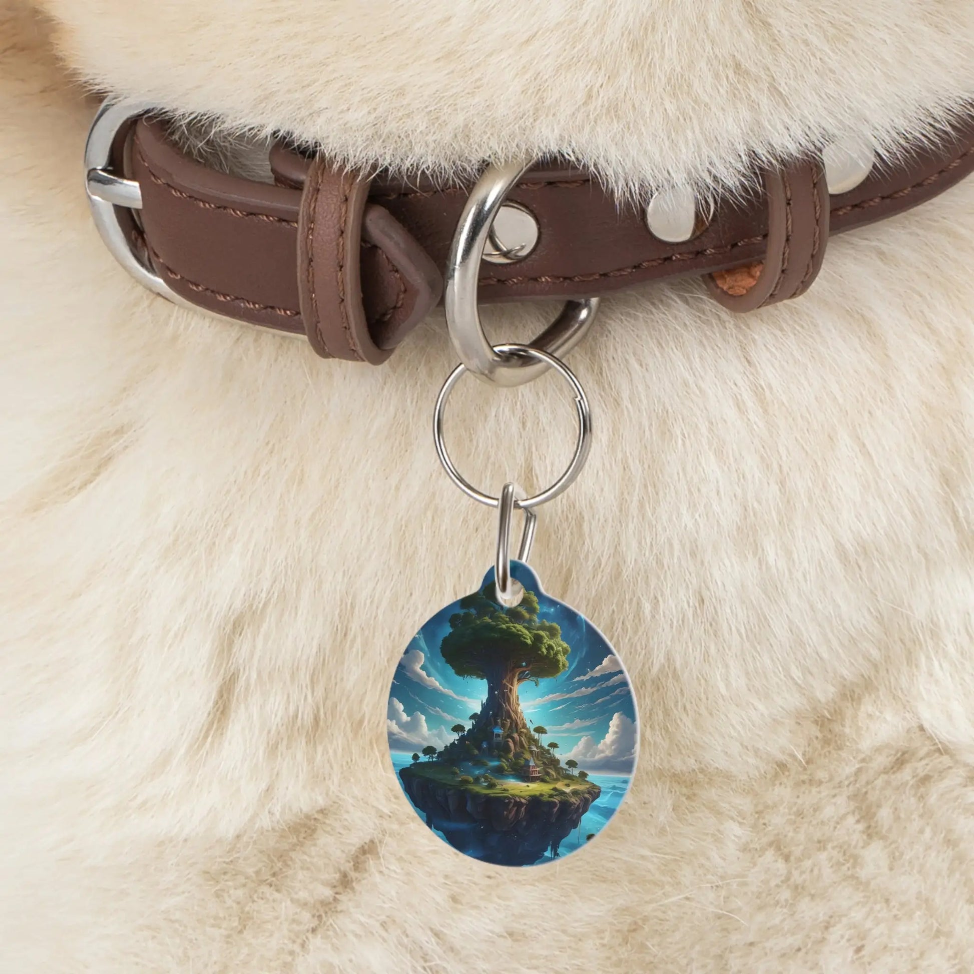 Floating Island Tree Pet Tag — Fantasy Scenic ID Tag for Dogs & Cats - 1’’ - Pets