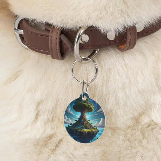 Floating Island Tree Pet Tag — Fantasy Scenic ID Tag for Dogs & Cats - 1’’ - Pets
