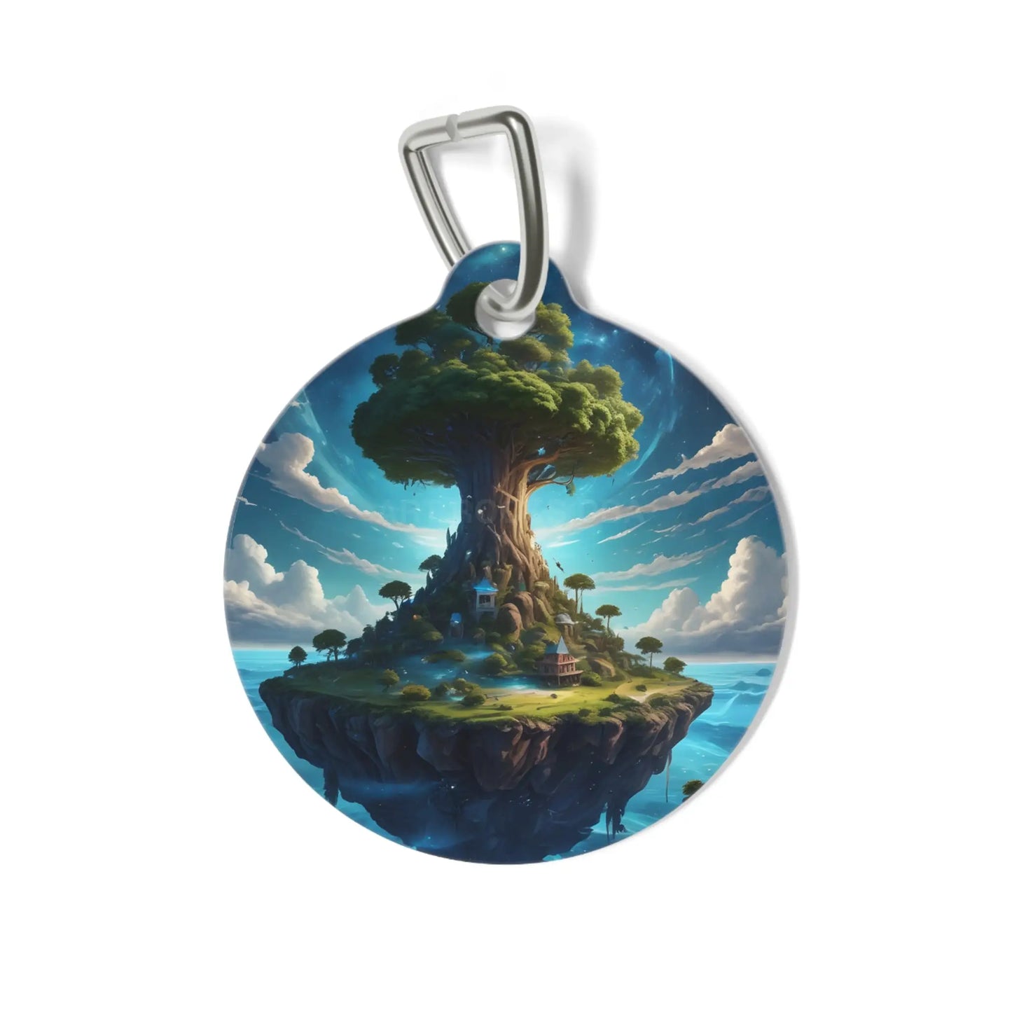 Floating Island Tree Pet Tag — Fantasy Scenic ID Tag for Dogs & Cats - 1’’ - Pets