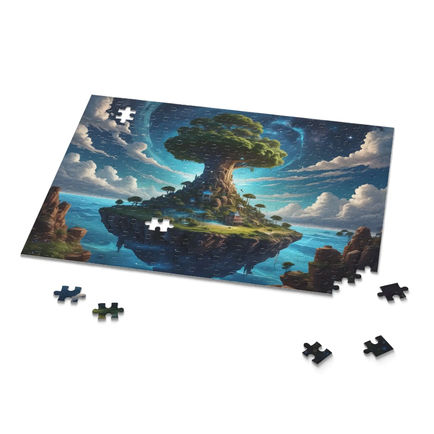 Floating Island Tree Puzzle — Fantasy Landscape Jigsaw (120/252/500 pcs) - Puzzle