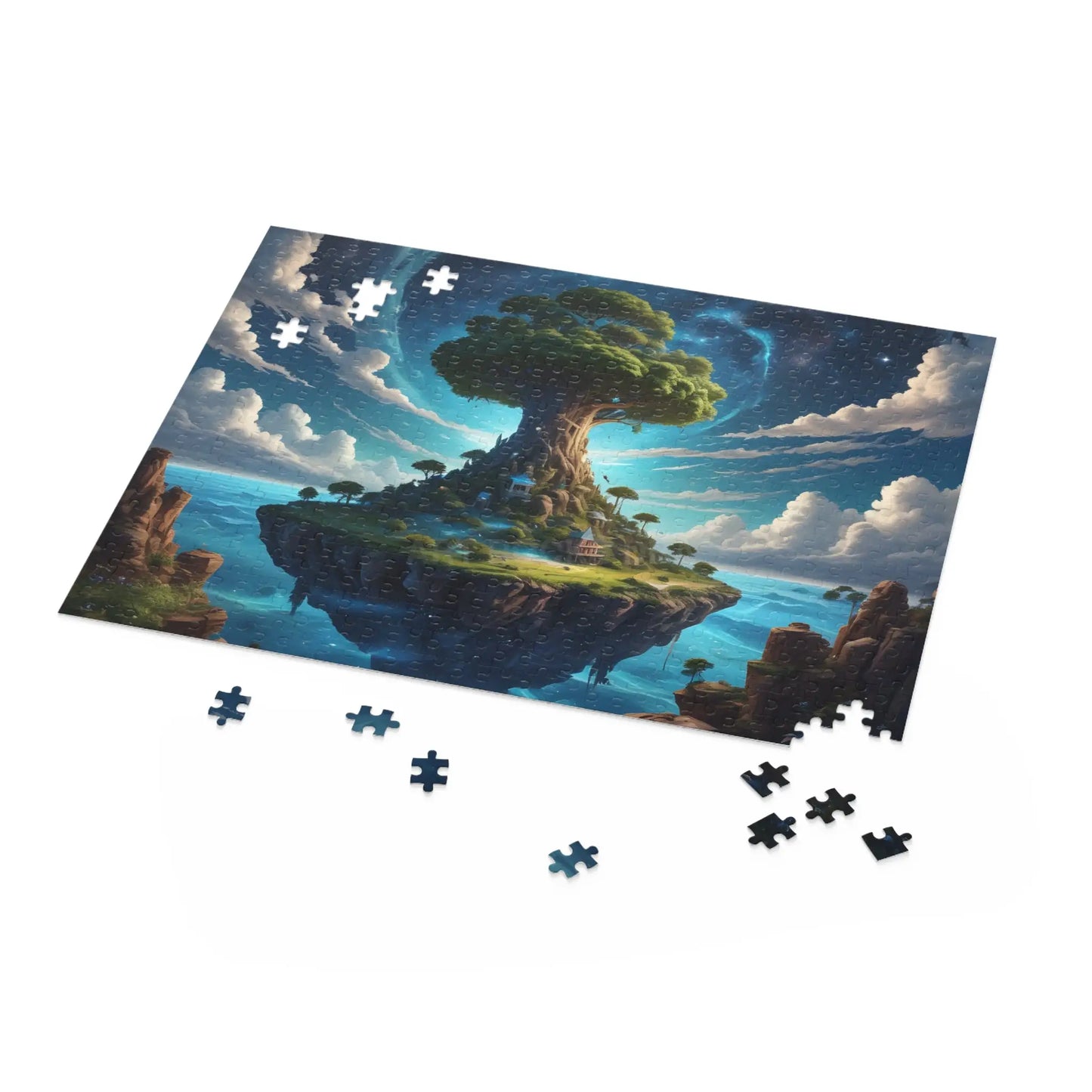 Floating Island Tree Puzzle — Fantasy Landscape Jigsaw (120/252/500 pcs) - Puzzle