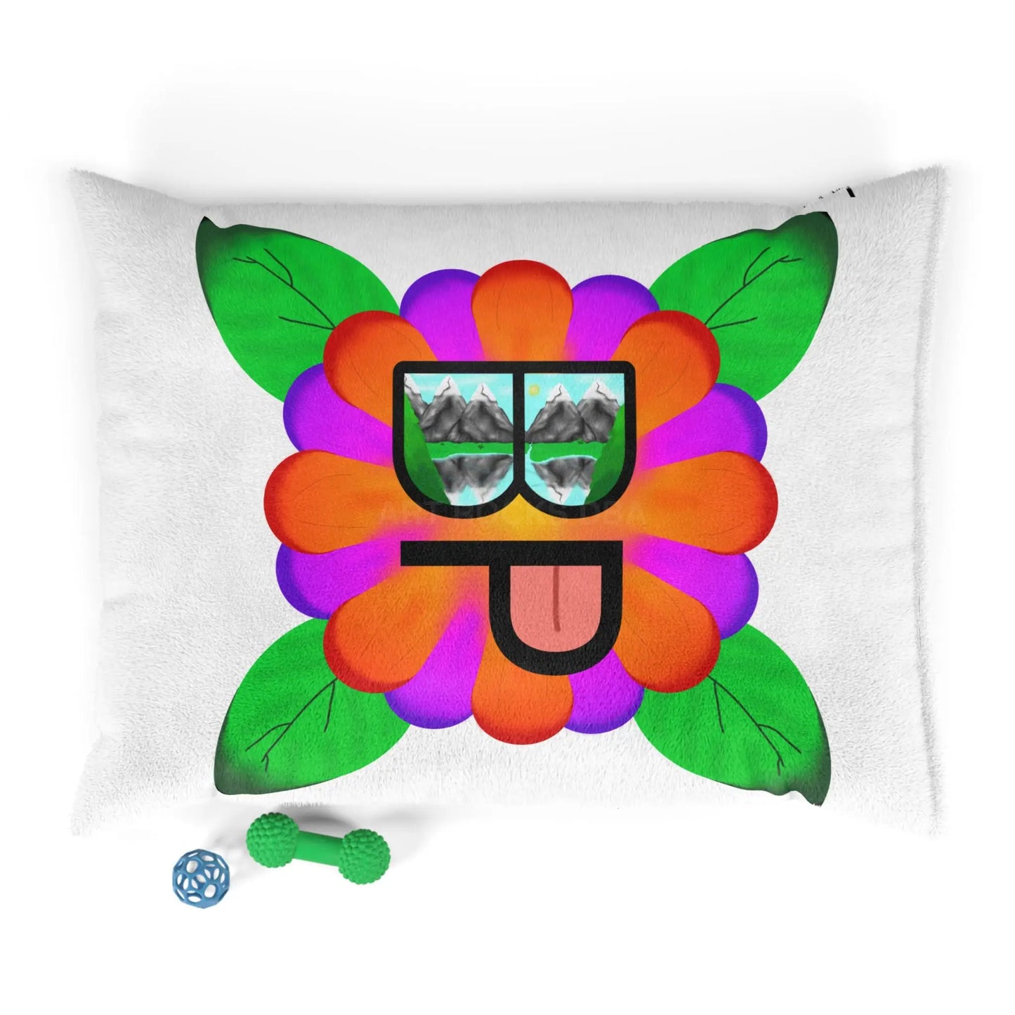 Flower Face Pet Bed — Colorful Floral Dog & Cat Lounger (Blooming Paradise LLC Trademark) - 40’’ × 30’’ - Pets