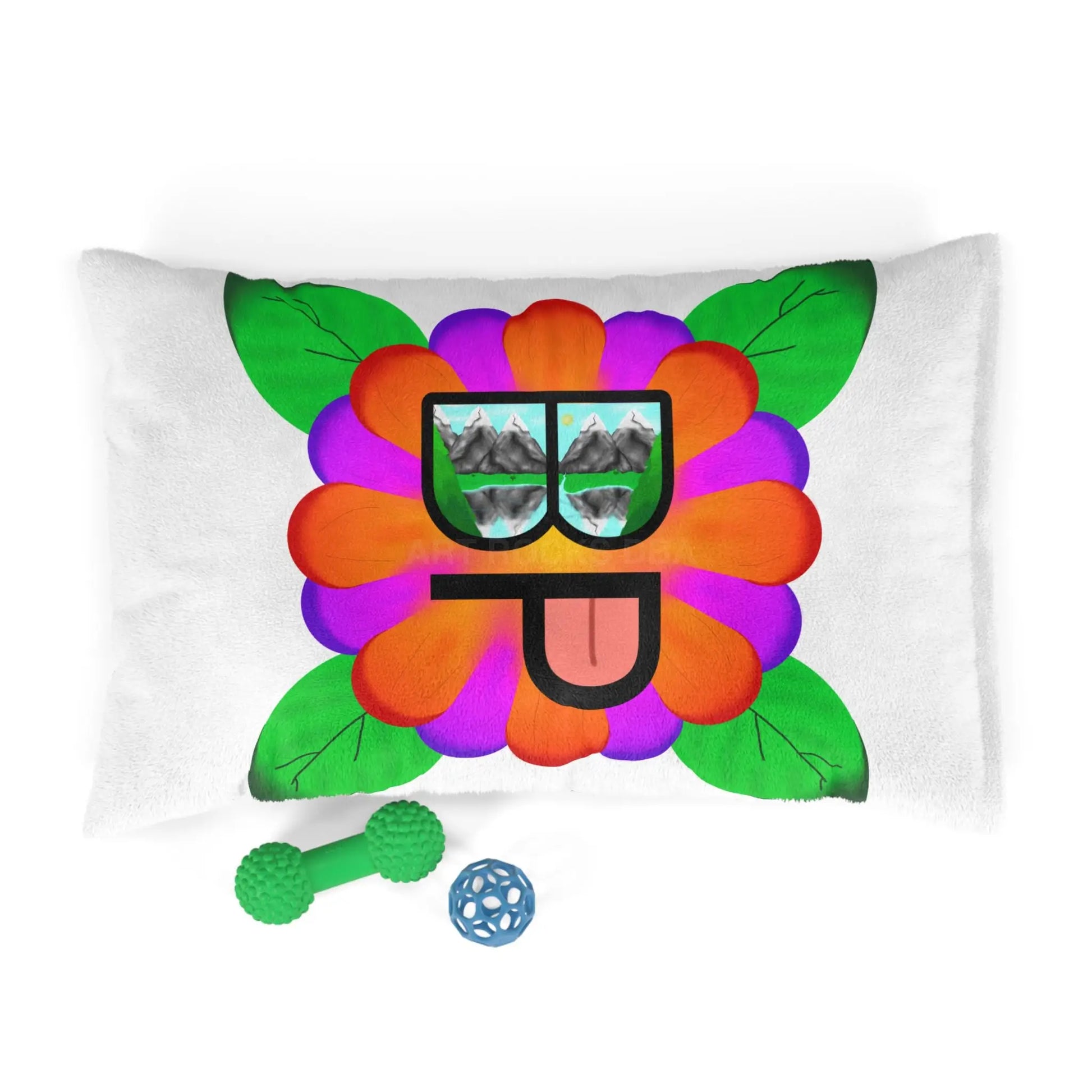 Flower Face Pet Bed — Colorful Floral Dog & Cat Lounger (Blooming Paradise LLC Trademark) - 28’’ × 18’’ - Pets