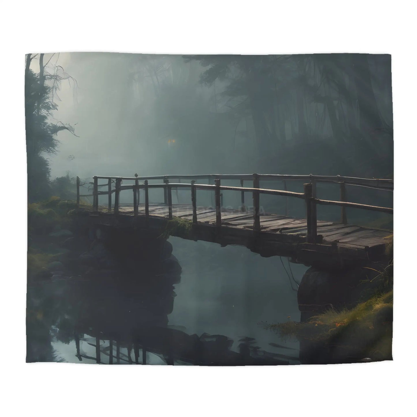 Foggy Abandoned Bridge Microfiber Duvet Cover | Cozy Bedroom Decor Bridge Art Bedding Minimalist Home Accent Gift
