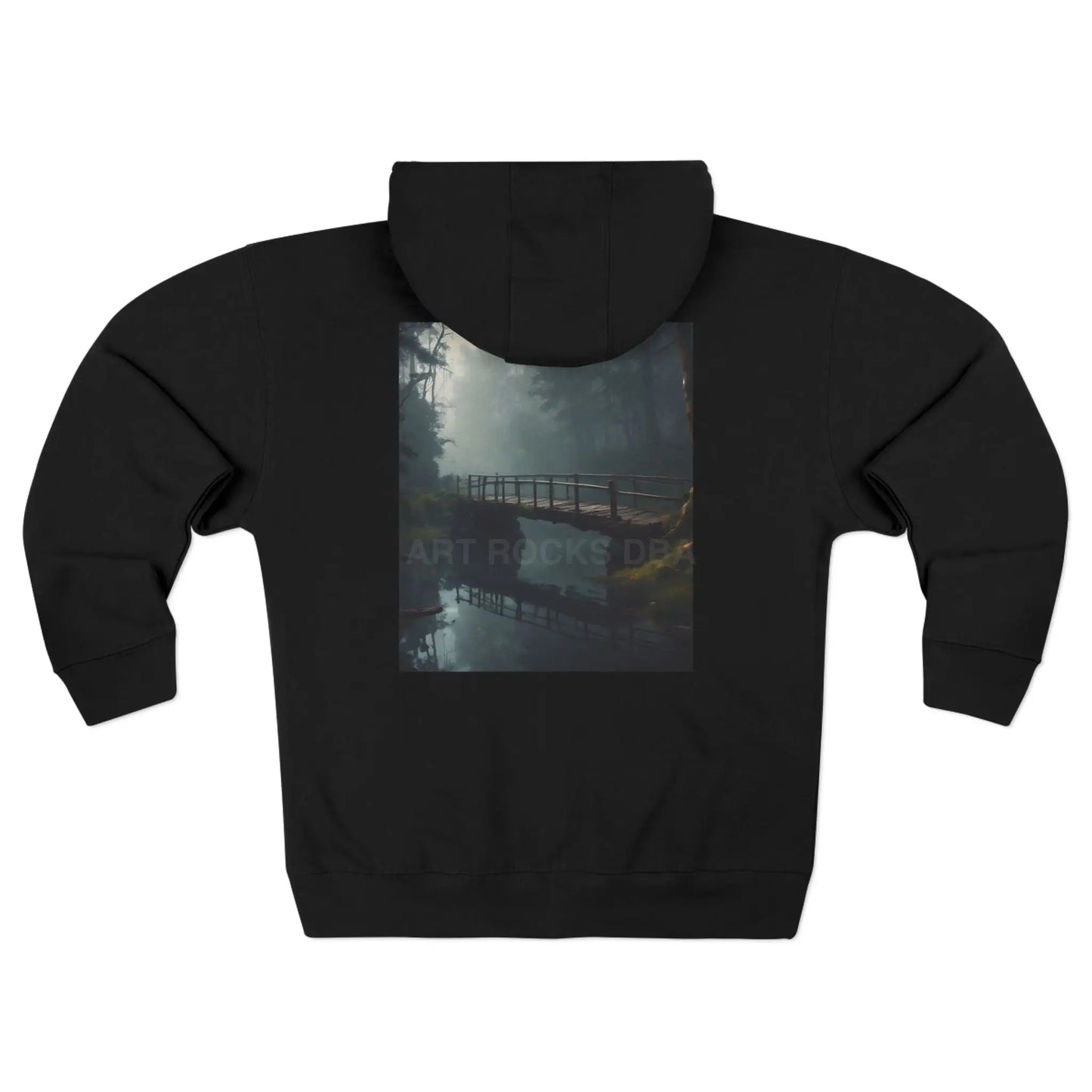 Foggy Forest Bridge Zip-Up Sweatshirt - XS / Black - Hoodie