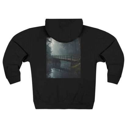 Foggy Forest Bridge Zip-Up Sweatshirt - XS / Black - Hoodie
