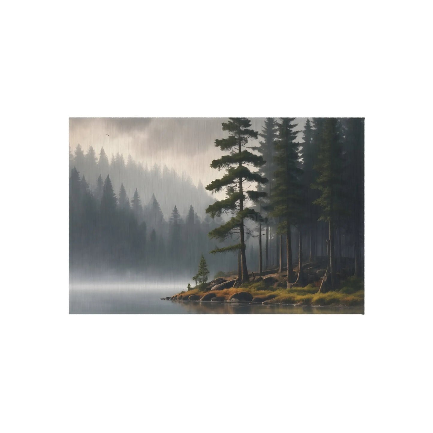 Foggy Lake Morning Outdoor Rug – Cozy Patio Decor Camping Accessory Boho Garden Mat Nature-Inspired Home Decor Perfect