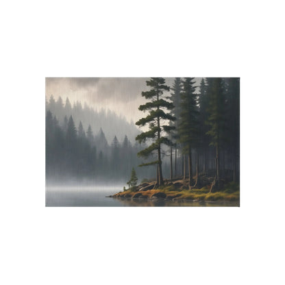 Foggy Lake Morning Outdoor Rug – Cozy Patio Decor Camping Accessory Boho Garden Mat Nature-Inspired Home Decor Perfect