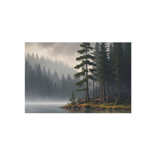 Foggy Lake Morning Outdoor Rug – Cozy Patio Decor Camping Accessory Boho Garden Mat Nature-Inspired Home Decor Perfect