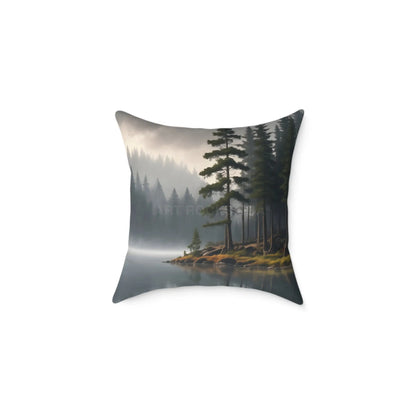 Foggy Lake Square Pillow for Cozy Home Decor Rustic Gift Living Room Accent Outdoor Lover’s Pillow Earthy Cushion