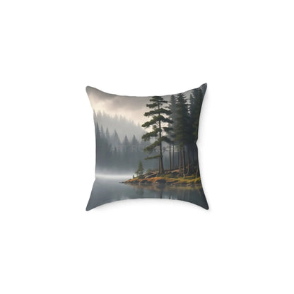 Foggy Lake Square Pillow for Cozy Home Decor Rustic Gift Living Room Accent Outdoor Lover’s Pillow Earthy Cushion