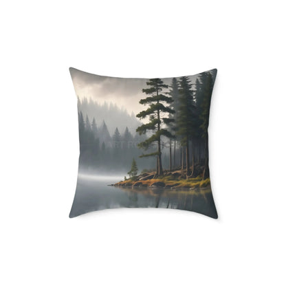 Foggy Lake Square Pillow for Cozy Home Decor Rustic Gift Living Room Accent Outdoor Lover’s Pillow Earthy Cushion
