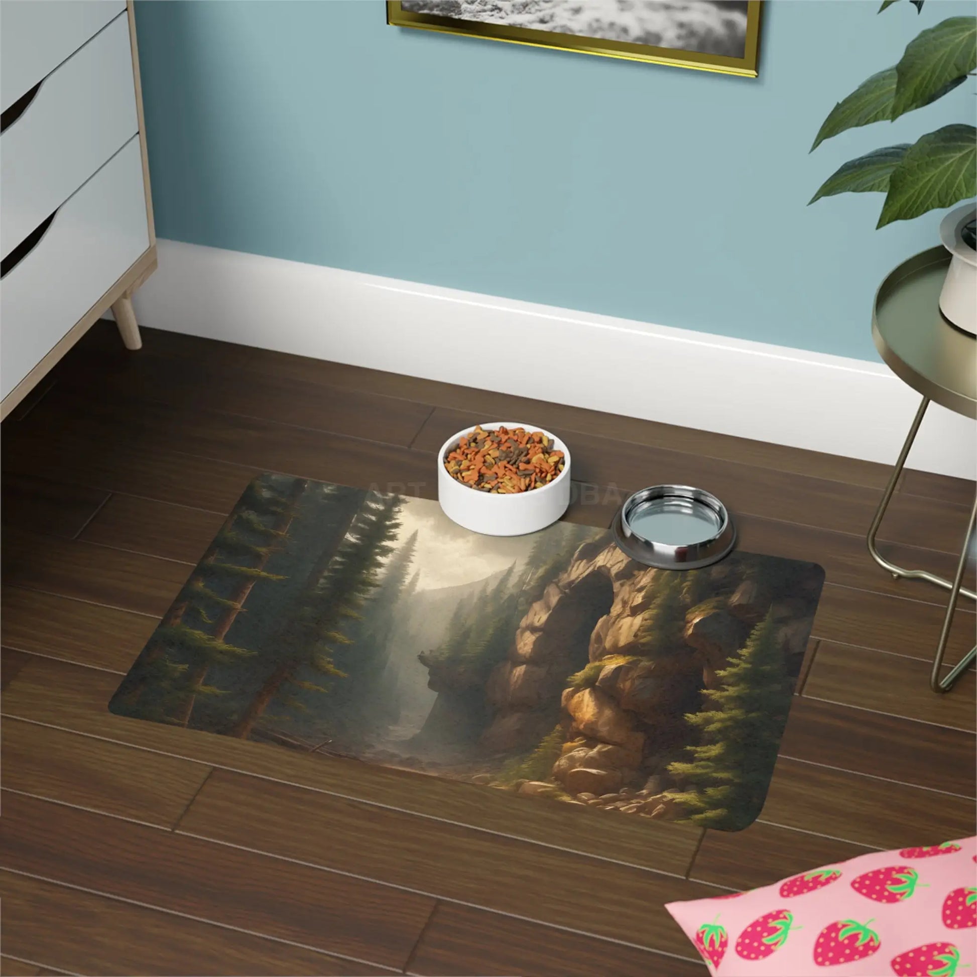 Forest Canyon Tunnel Pet Food Mat (12x18) – Wilderness Dog & Cat Feeding Placemat - 12’’ × 18’’ / Rectangle - Pets