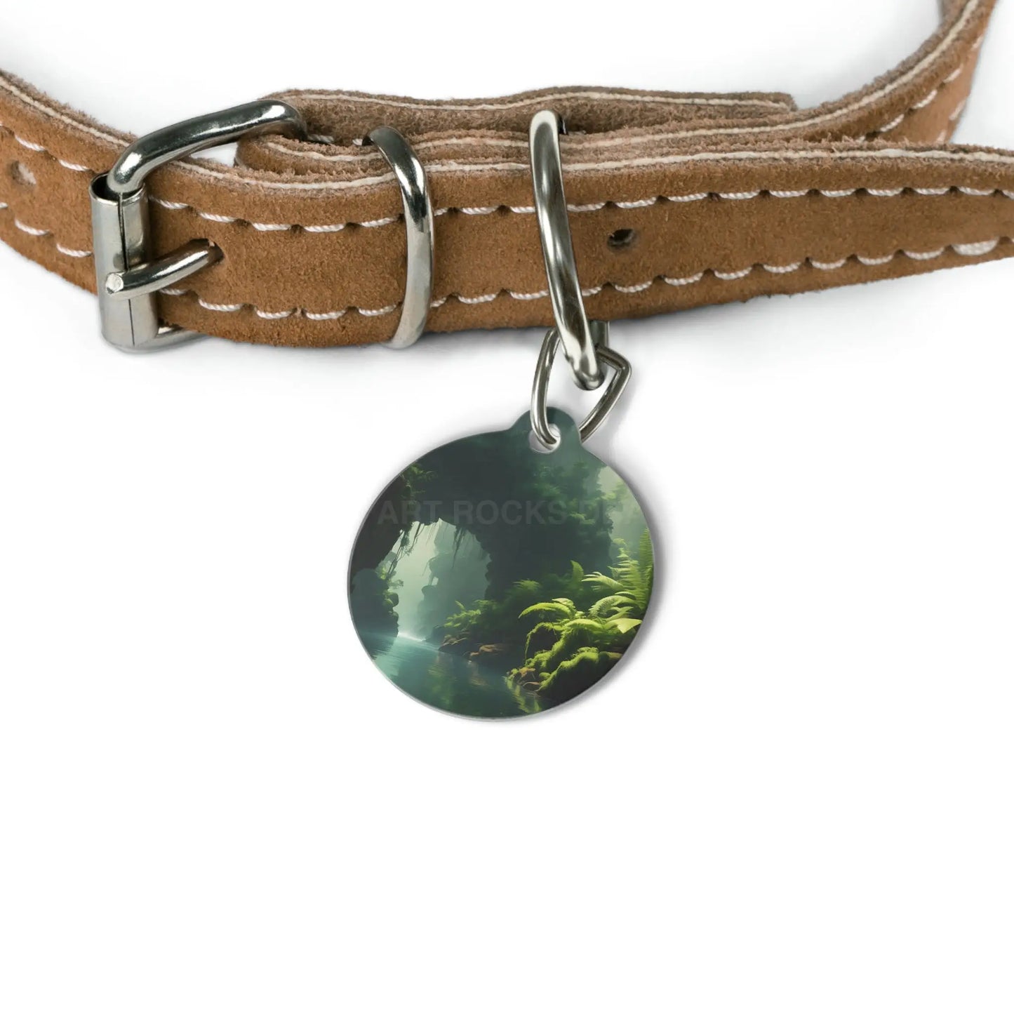 Forest Cave Pet Tag — Mystical River Landscape Dog & Cat ID Tag - 1’’ - Pets