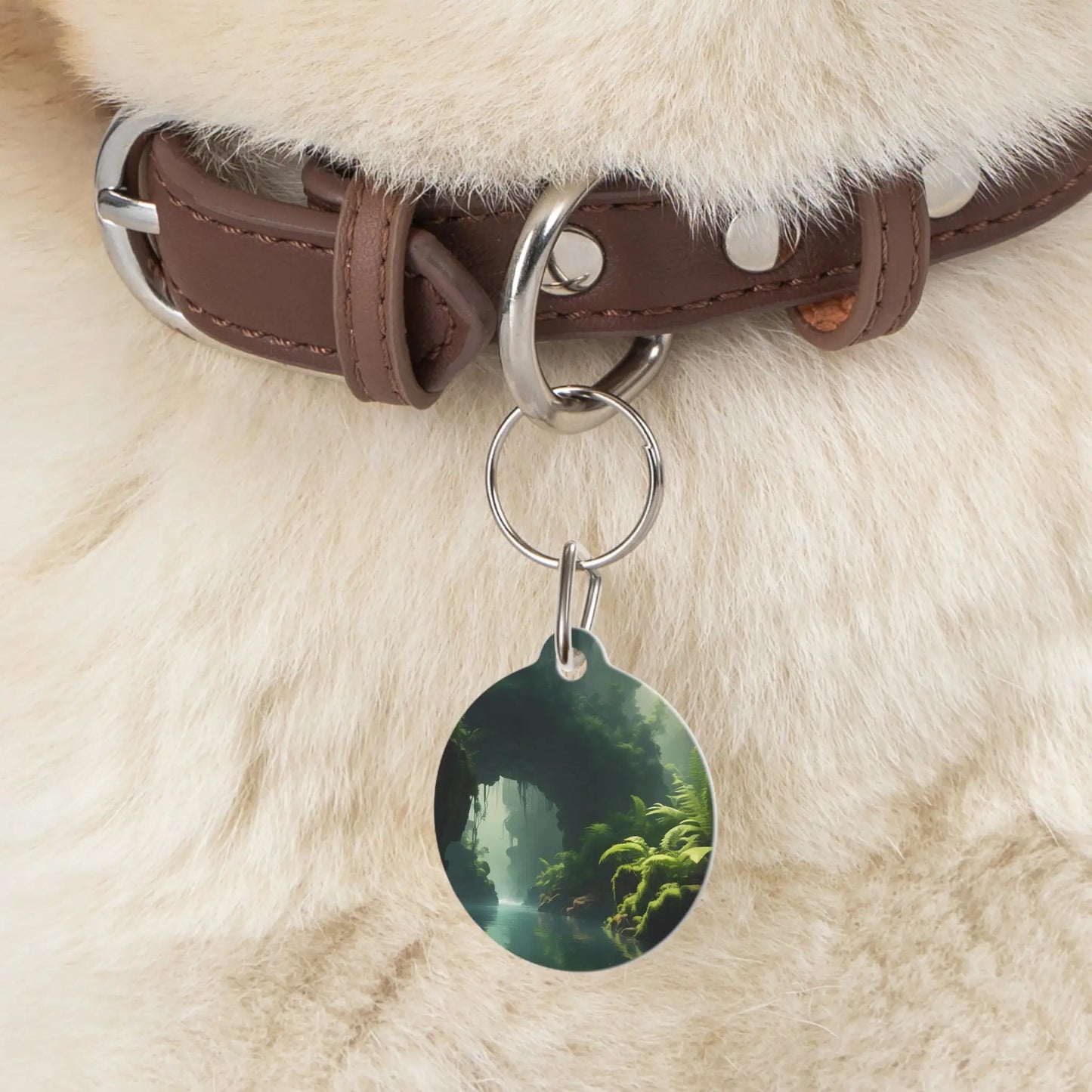 Forest Cave Pet Tag — Mystical River Landscape Dog & Cat ID Tag - 1’’ - Pets