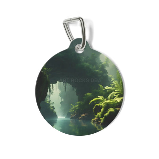 Forest Cave Pet Tag — Mystical River Landscape Dog & Cat ID Tag - 1’’ - Pets