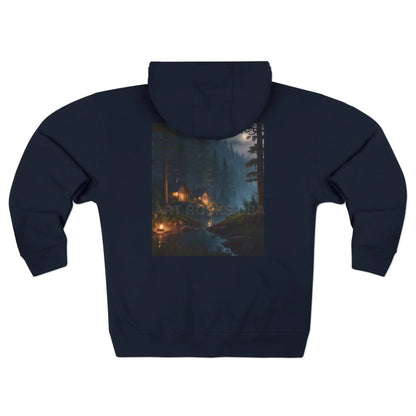 Forest Night Camping Zip-Up Sweatshirt - XS / Navy - Hoodie