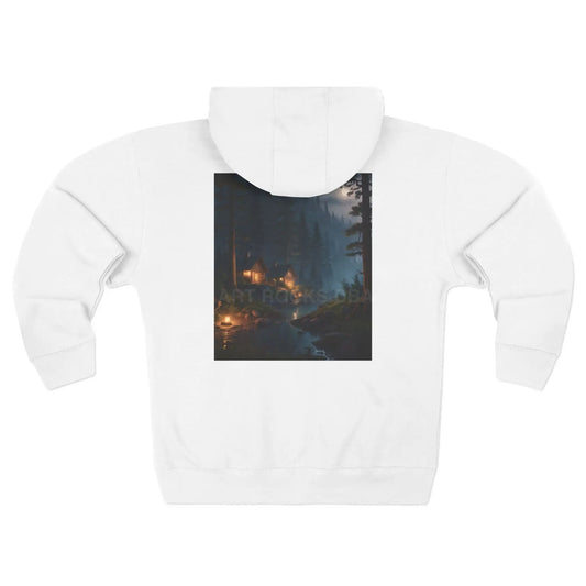 Forest Night Camping Zip-Up Sweatshirt - XS / White - Hoodie
