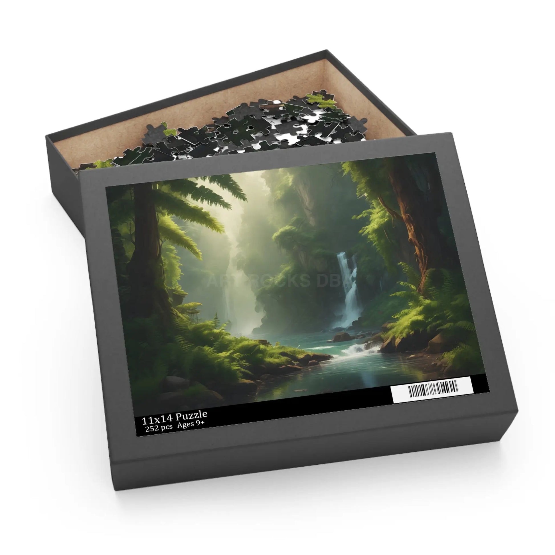 Forest Waterfall Puzzle — Tranquil Nature Scene Jigsaw (120/252/500 Pieces) - Puzzle