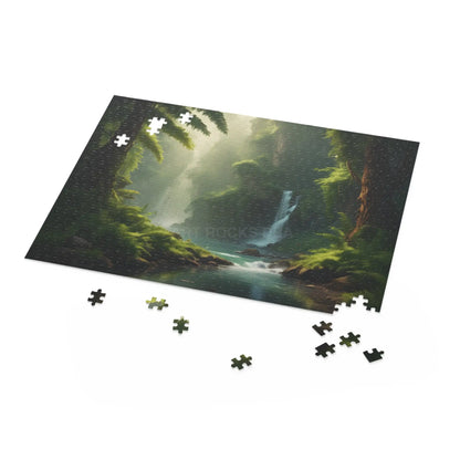 Forest Waterfall Puzzle — Tranquil Nature Scene Jigsaw (120/252/500 Pieces) - Puzzle