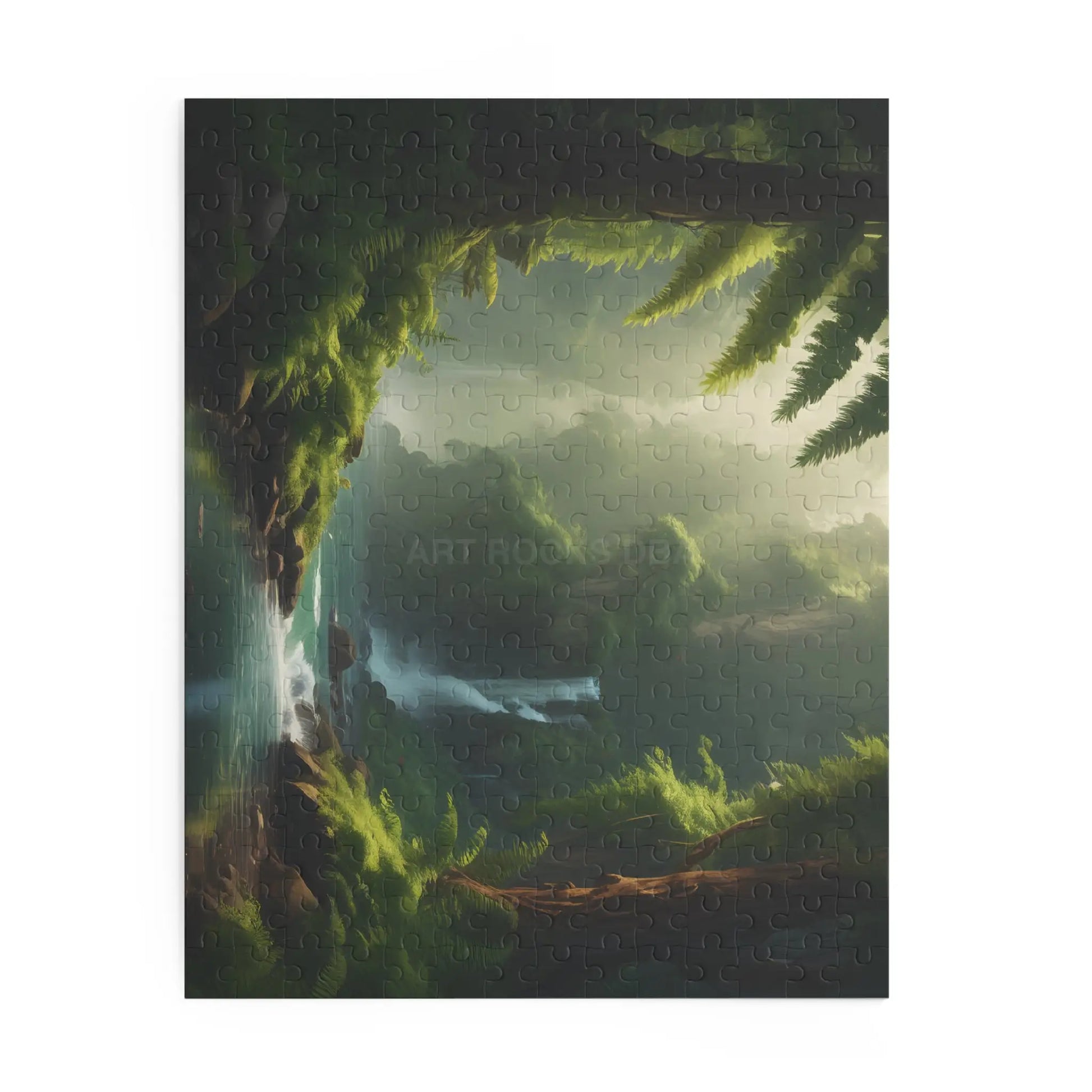 Forest Waterfall Puzzle — Tranquil Nature Scene Jigsaw (120/252/500 Pieces) - Puzzle