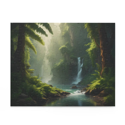 Forest Waterfall Puzzle — Tranquil Nature Scene Jigsaw (120/252/500 Pieces) - Puzzle