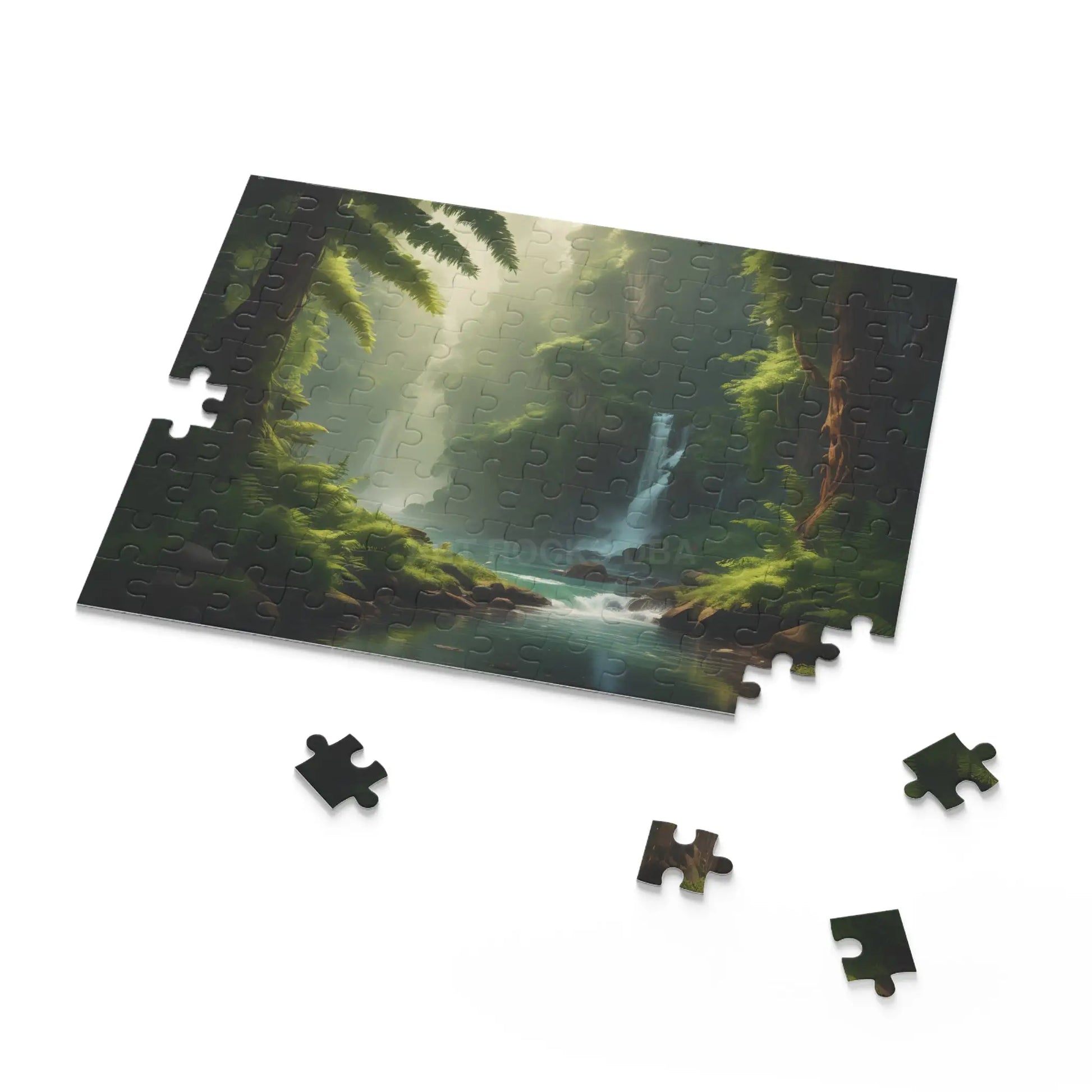 Forest Waterfall Puzzle — Tranquil Nature Scene Jigsaw (120/252/500 Pieces) - Puzzle