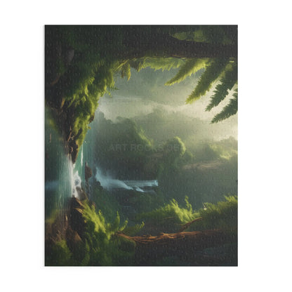 Forest Waterfall Puzzle — Tranquil Nature Scene Jigsaw (120/252/500 Pieces) - Puzzle