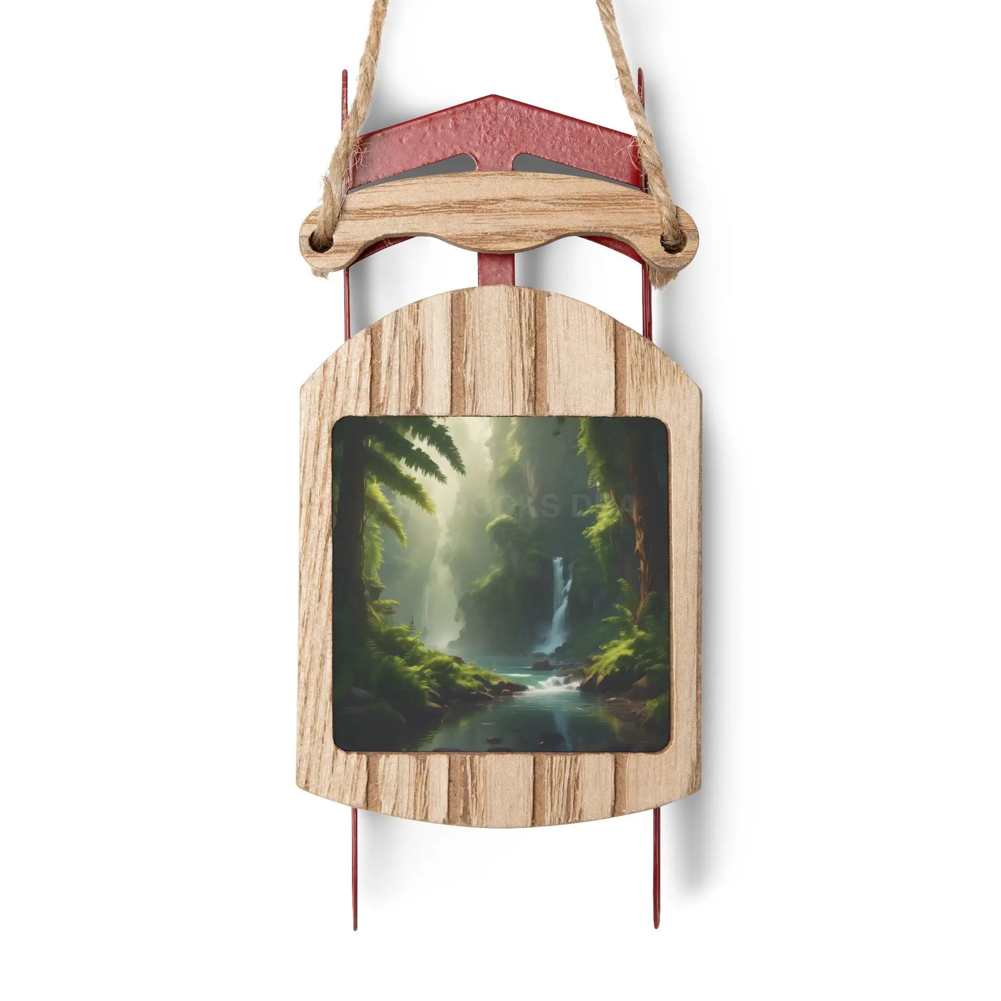 Forest Waterfall Sledding Ornament - 2.1’’ × 4.6’’ / 1 pc - Home Decor