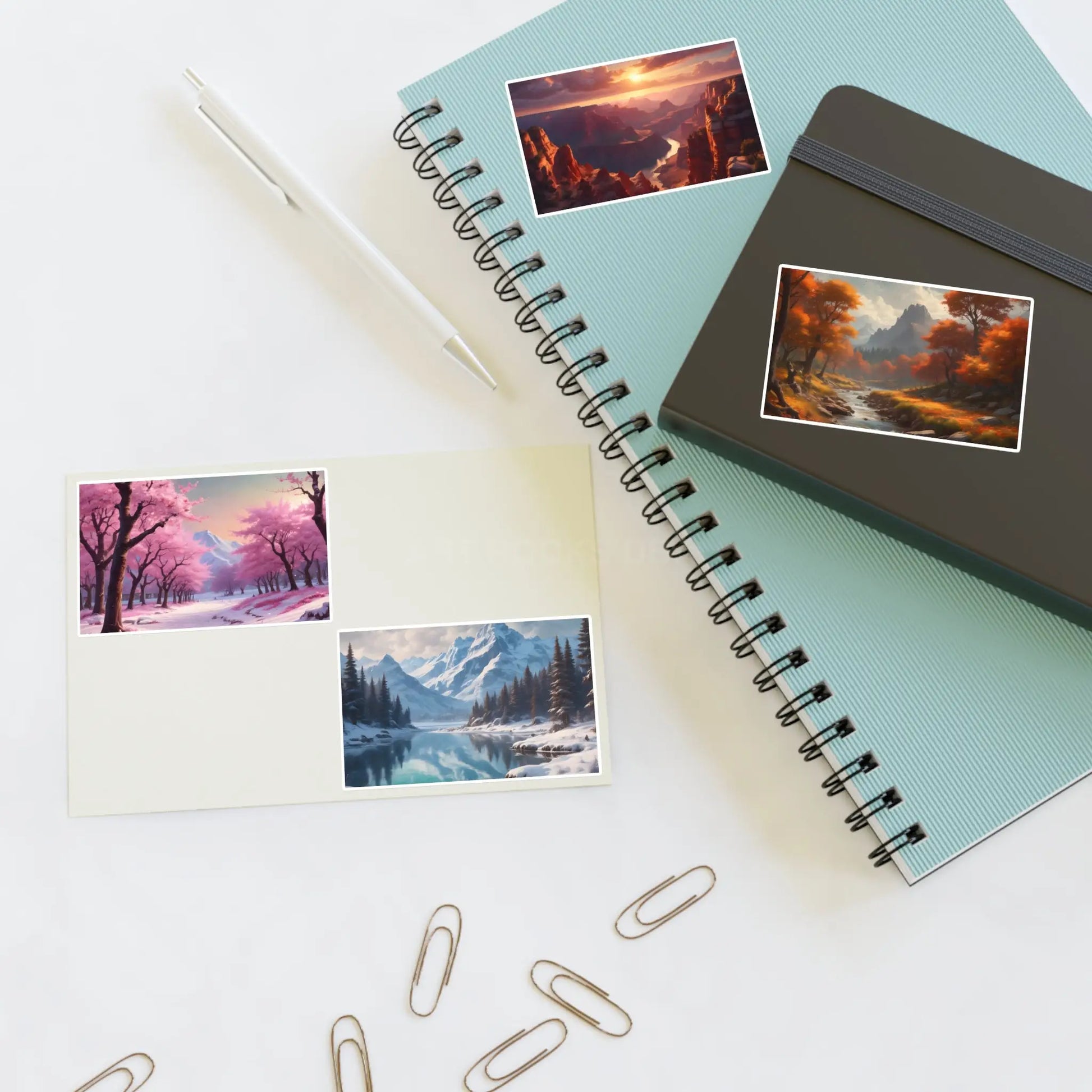 Four Seasons Sticker Sheets | Scenic Art DIY Planner Stickers Aesthetic Decor Scrapbooking Essentials Gift for Nature
