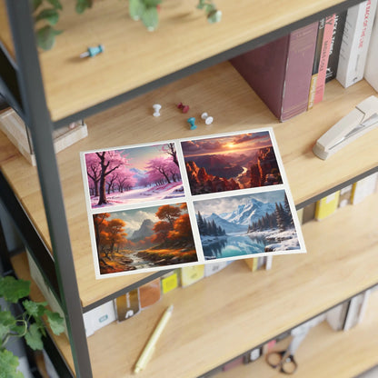 Four Seasons Sticker Sheets | Scenic Art DIY Planner Stickers Aesthetic Decor Scrapbooking Essentials Gift for Nature