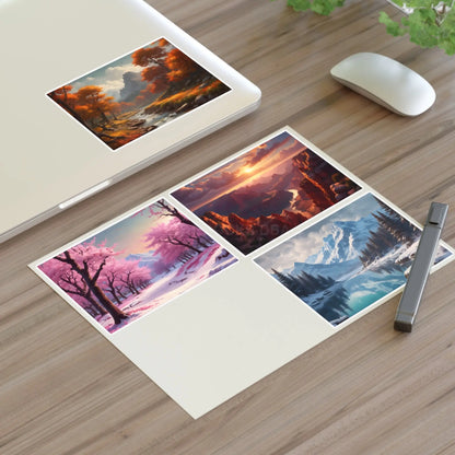 Four Seasons Sticker Sheets | Scenic Art DIY Planner Stickers Aesthetic Decor Scrapbooking Essentials Gift for Nature
