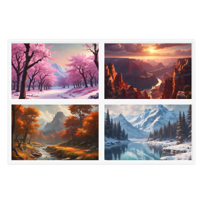 Four Seasons Sticker Sheets | Scenic Art DIY Planner Stickers Aesthetic Decor Scrapbooking Essentials Gift for Nature