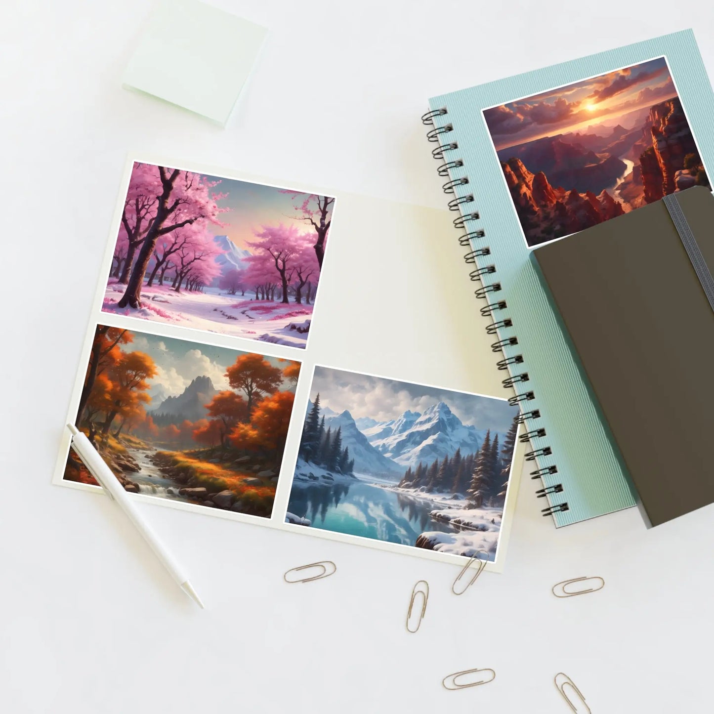 Four Seasons Sticker Sheets | Scenic Art DIY Planner Stickers Aesthetic Decor Scrapbooking Essentials Gift for Nature