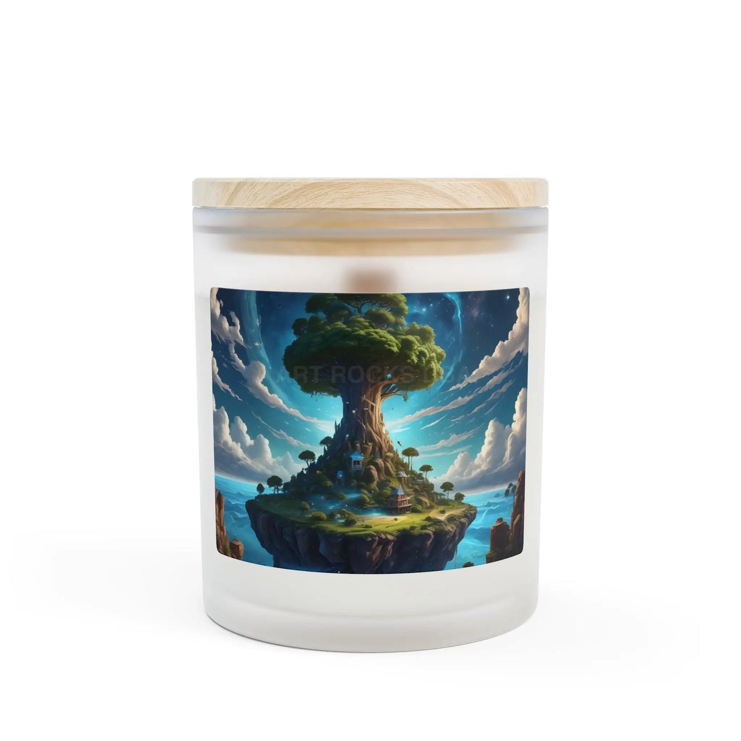 Frosted Glass Candle — Enchanted Floating Tree Scenery (11oz) - Home Decor