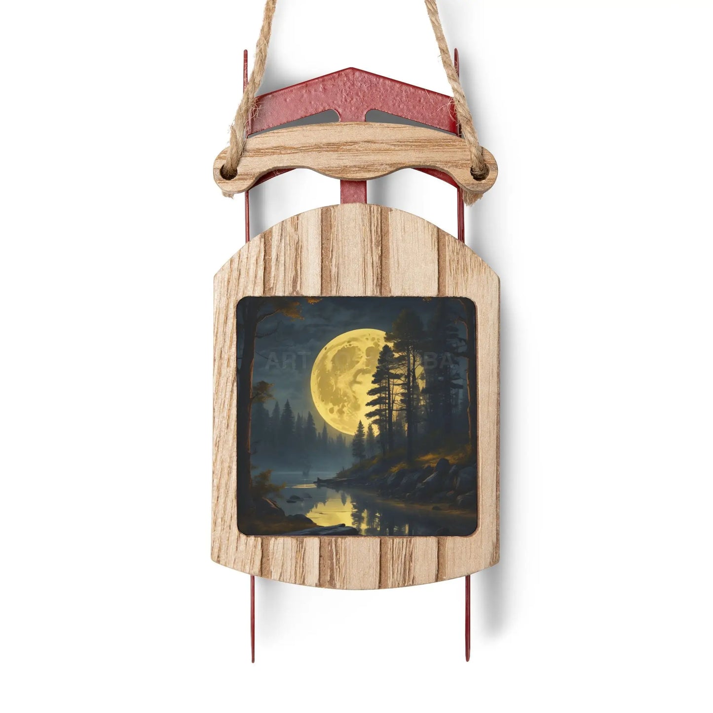 Full Moon Lake Sled Ornament — Glowing Horizon Winter Ornament - 2.1’’ × 4.6’’ / 1 pc - Home Decor