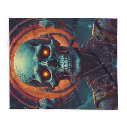 Futuristic Skeleton Fleece Blanket - Cozy Art for Home Decor Gothic Gift Halloween Bedroom Living Room - Home Decor