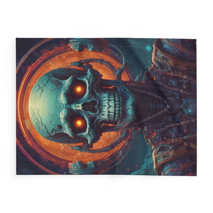 Futuristic Skeleton Fleece Blanket - Cozy Art for Home Decor Gothic Gift Halloween Bedroom Living Room - Home Decor