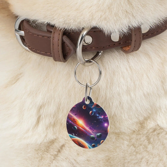 Galactic Space Pet Tag — Colorful Planet & Nebula ID Tag - 1’’ - Pets