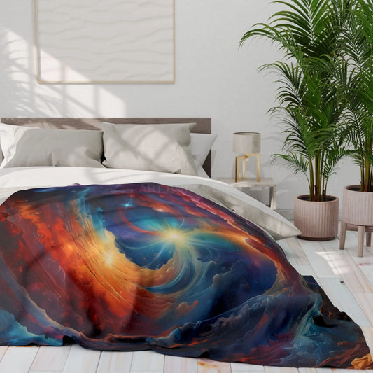 Galactic Swirl Fleece Blanket | Cozy Space-Themed Throw for Home Décor Astronomy Lovers Gift Stargazing Cozy Nights