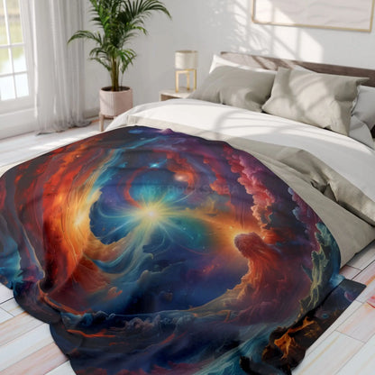 Galactic Swirl Fleece Blanket | Cozy Space-Themed Throw for Home Décor Astronomy Lovers Gift Stargazing Cozy Nights