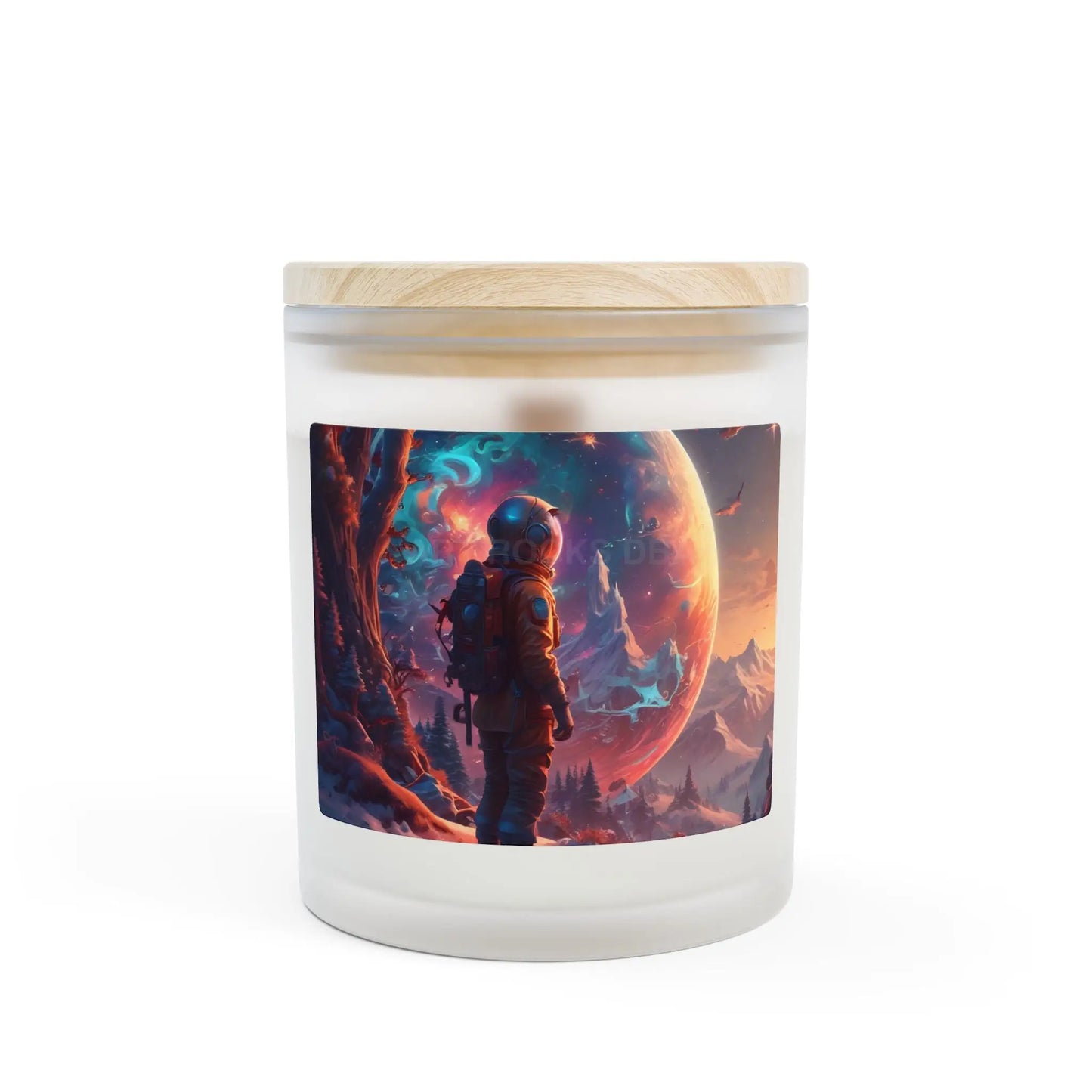 Galaxy Explorer Candle — Frosted Glass 11oz (Astronaut Planet Art) - Home Decor
