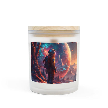 Galaxy Explorer Candle — Frosted Glass 11oz (Astronaut Planet Art) - Home Decor